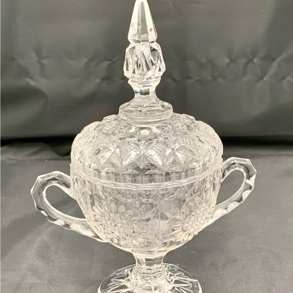 Vintage American Brilliant Cut Glass Candy Cover Dish